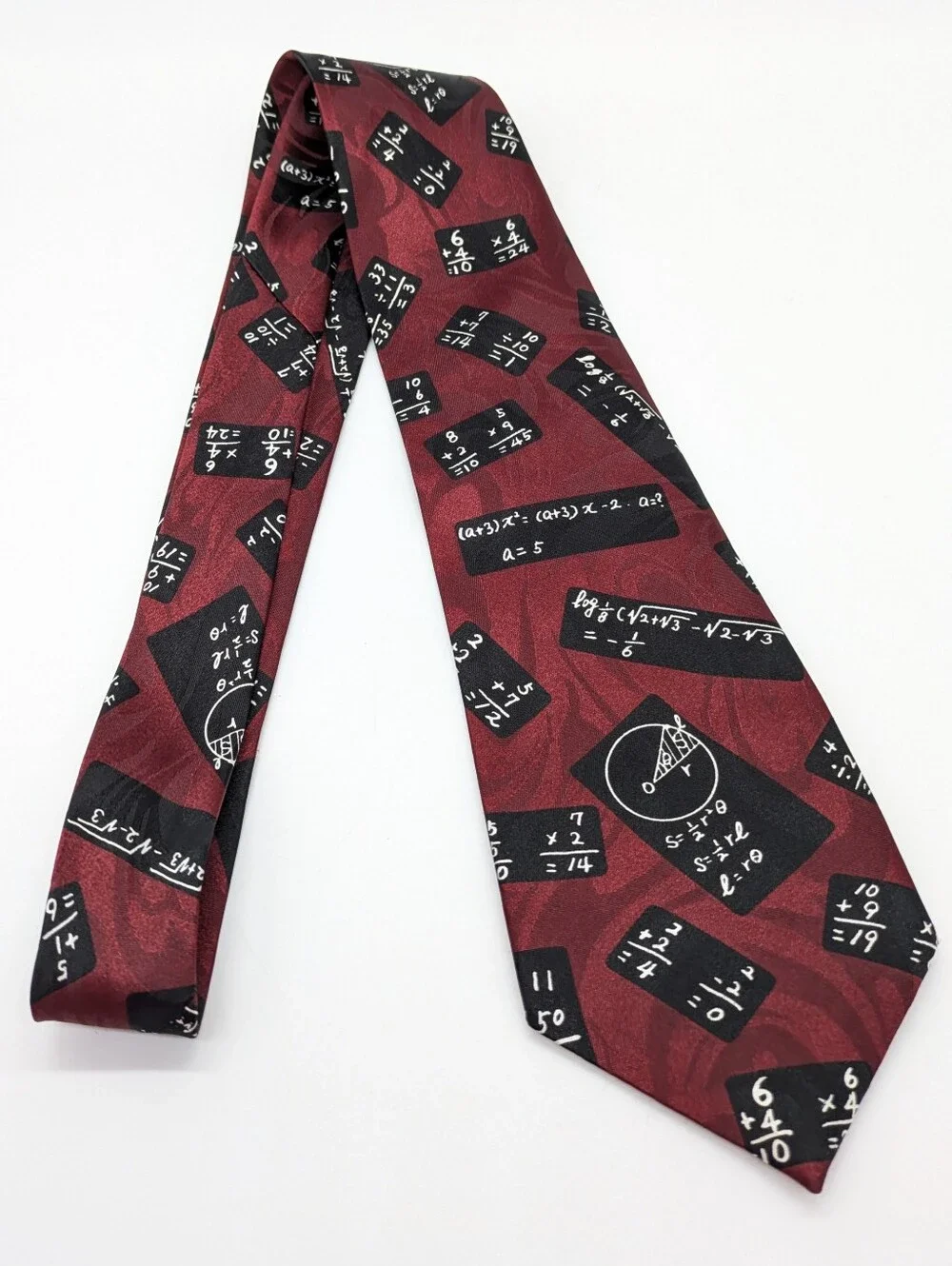 Maroon Red Black School Math Mathematics Mathematical Equations Men's Neck Tie